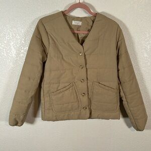 Sage The Label Tan Liner Puffer Jacket Button Front Size XS